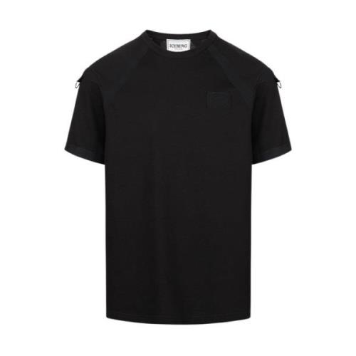 T-shirt met geborduurde patch Iceberg , Black , Heren