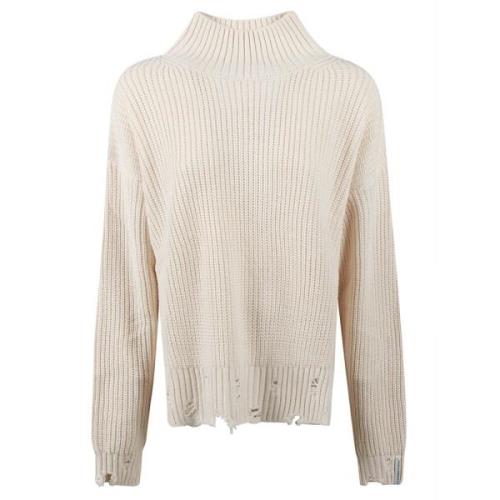 Comfortabele Gebreide Turtle Neck Sweater Hinnominate , Beige , Dames