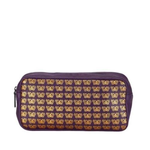 Pre-owned Leather clutches Bottega Veneta Vintage , Purple , Dames