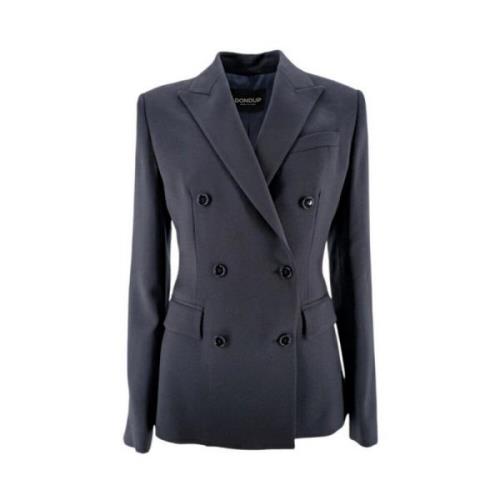 Blauwe Dubbelrijige Wollen Blazer Jas Dondup , Blue , Dames