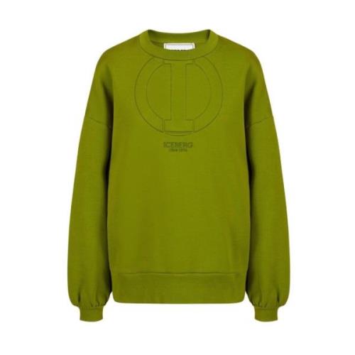 Technische Katoenen Sweatshirt met Ingedrukt Monogram Iceberg , Green ...