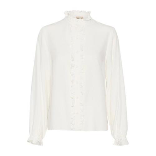 Frill Shirt met Puff Mouwen Snow White Cream , White , Dames