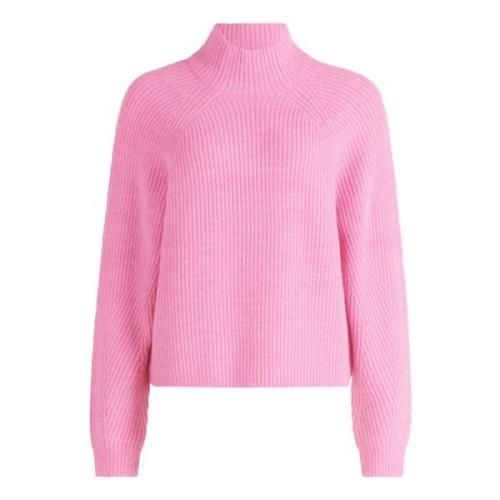 Chunky Gebreide Hoge Hals Trui Betty & Co , Pink , Dames