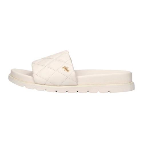 Off White Leren Look Slipper Jael Mexx , White , Dames