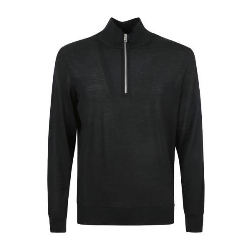 Zwarte Sweater High Performance Zip Mock Z Zegna , Black , Heren