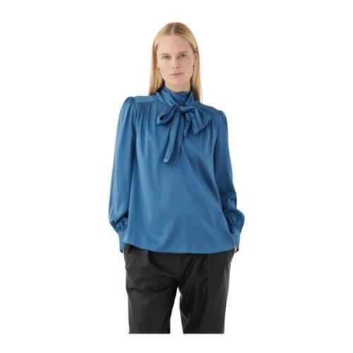 Zijden blouse met neksjaal - Korenbloem Dea Kudibal , Blue , Dames