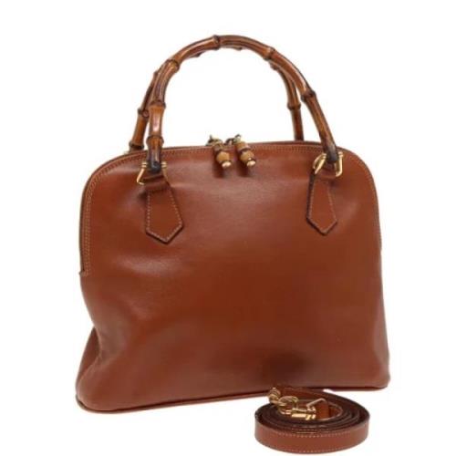 Pre-owned Leather handbags Gucci Vintage , Brown , Dames