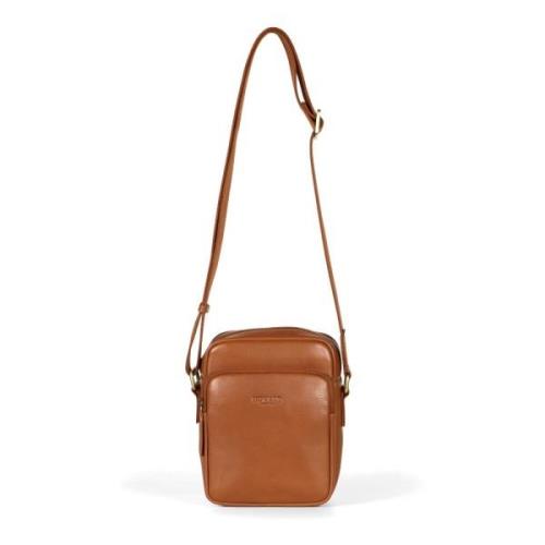 Tan Leren Crossbody Tas Howard London , Brown , Heren