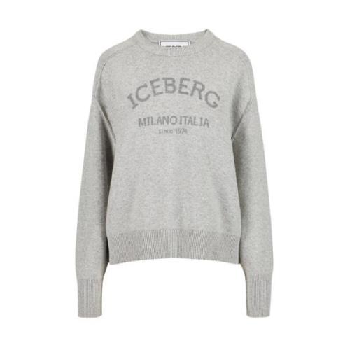 Grijze crew-neck trui van wolmix Iceberg , Gray , Dames