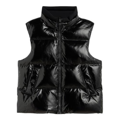 Zilveren Rits Gewatteerd Vest Karl Lagerfeld , Black , Dames