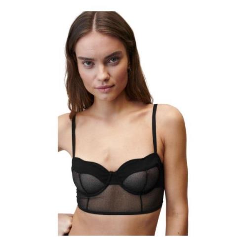 Glinsterende Zwarte Mesh Beugel Bh Undress Code , Black , Dames