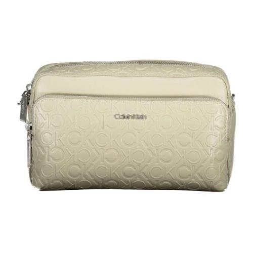 Beige Schoudertas met Ritssluiting Calvin Klein , Beige , Dames