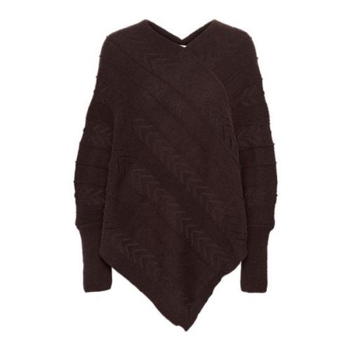 Gebreide Poncho Chocolade Pruim Cream , Brown , Dames