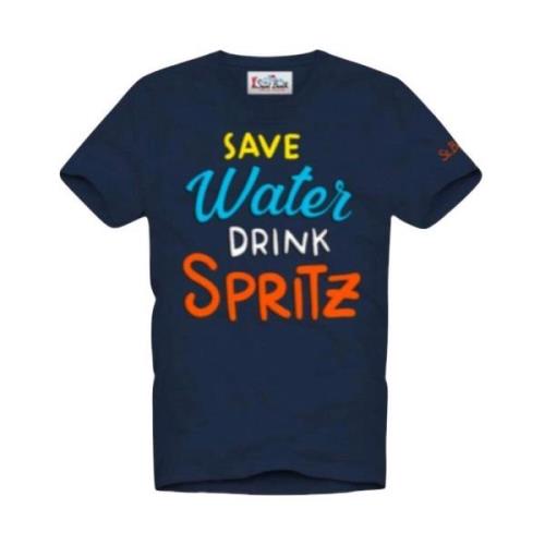 Korte mouw tee Save water Drink spritz MC2 Saint Barth , Blue , Heren