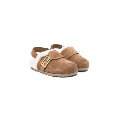 Leren Sandalen voor Kinderen met FF Motief Fendi , Beige , Dames