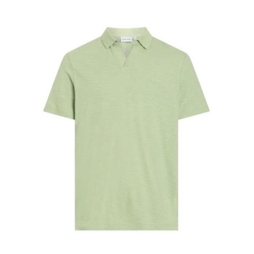 Groene Katoen Linnen Poloshirt Calvin Klein , Green , Heren