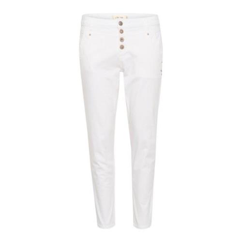 Moderne 7/8 Twill Broek Snow White Cream , White , Dames