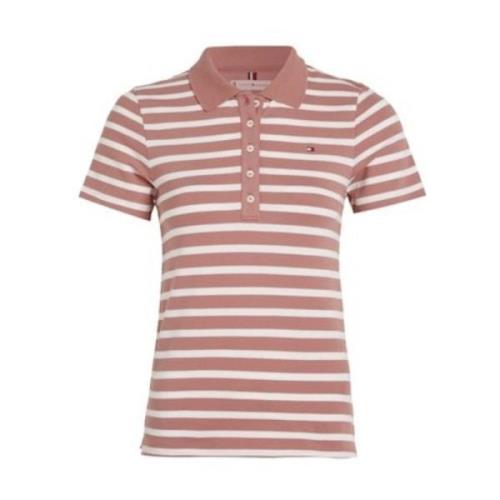 Gestreepte Slim Polo voor Vrouwen Tommy Hilfiger , Pink , Dames