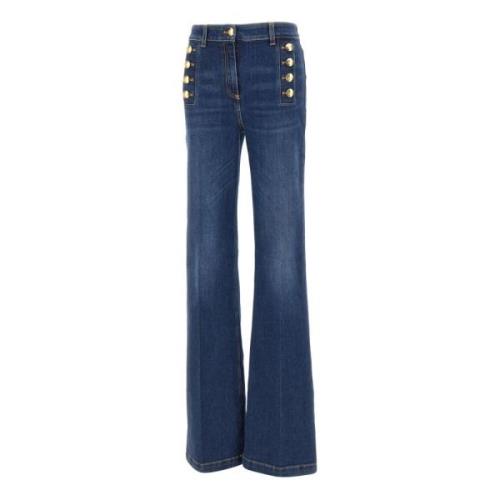 Donkerblauwe Flared Denim Jeans Elisabetta Franchi , Blue , Dames