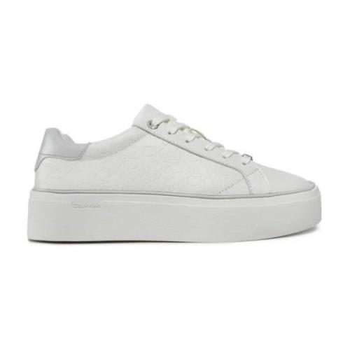 Platform Lace-Up Sneakers Mono Mix Calvin Klein , White , Dames