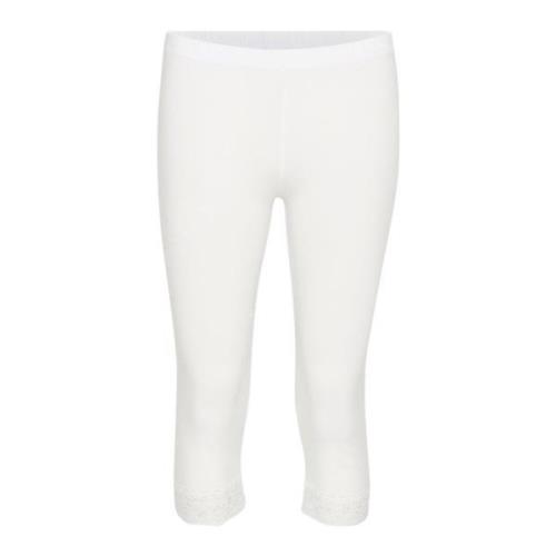 Sneeuwwitte Leggings met Kantafwerking Cream , White , Dames