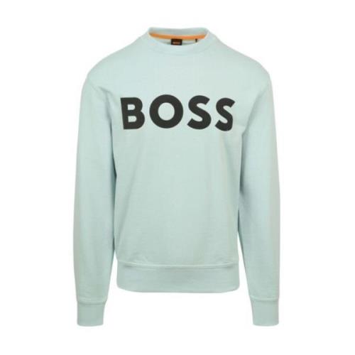 Basis Crewneck Sweatshirt voor Mannen Hugo Boss , Green , Heren