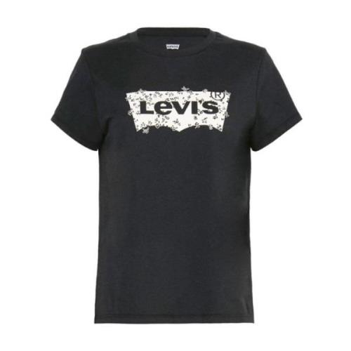 Dames Perfecte Tee Zwart Wit Levi's , Black , Dames