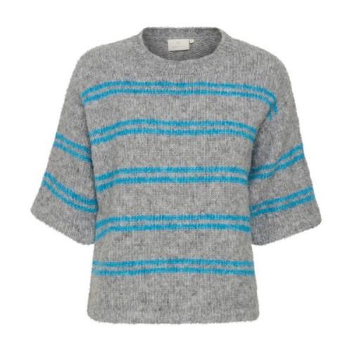 Gestreepte Korte Mouw Trui Grijs/Blauw Kaffe , Gray , Dames