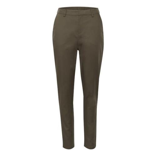 Bruine Caloraine Broek Regular Fit Hoge Taille Kaffe , Brown , Dames