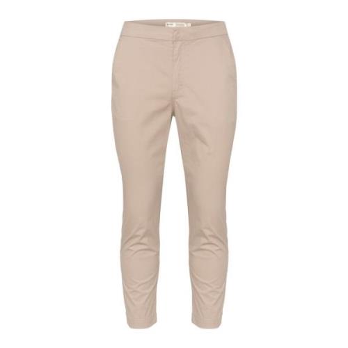 Geknipte Klei Broek met Elastische Taille InWear , Beige , Dames