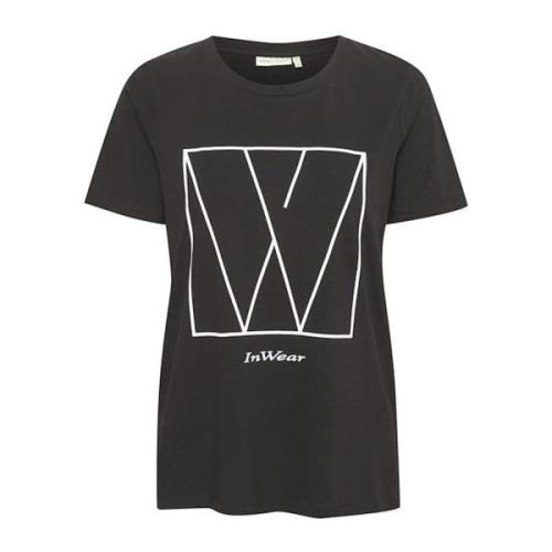 Zwart Logo T-Shirt Isakayaiw Stijl InWear , Black , Dames