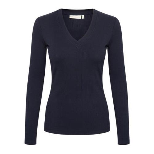 V-hals Lange Mouw Top Marineblauw InWear , Blue , Dames