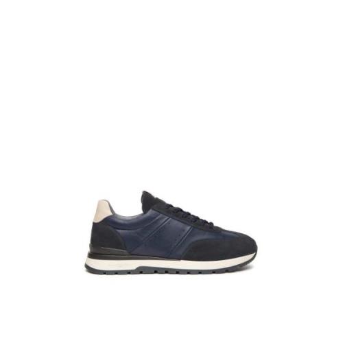 Blauwe Leren en Suède Sneakers Nerogiardini , Blue , Heren