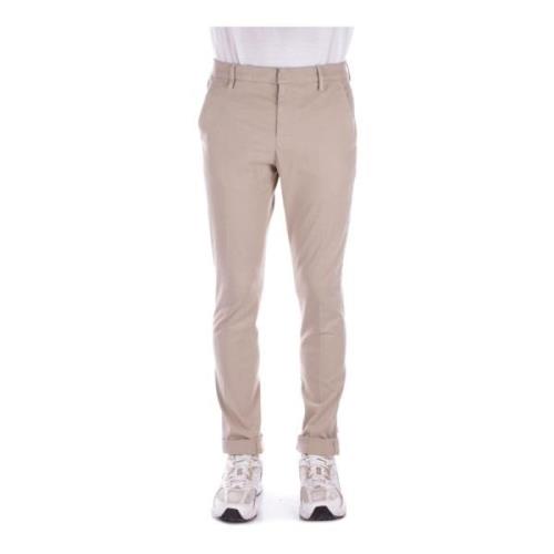 Beige Broek met Logo Rits Dondup , Beige , Heren