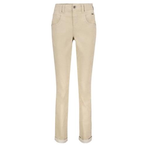 Finecord Carrie Broek Red Button , Beige , Dames