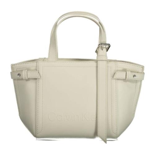 Witte Polyester Handtas met Verstelbare Band Calvin Klein , White , Da...