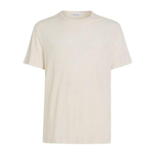 Katoen Linnen Heren T-Shirt Calvin Klein , Beige , Heren