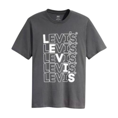 Relaxed Fit Tee met Strairstep Design Levi's , Black , Heren