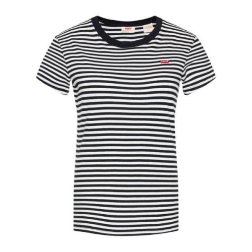 Gestreepte Perfecte Tee voor Vrouwen Levi's , Black , Dames