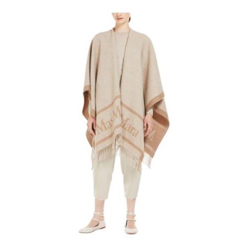 Elegante Wollen Cape voor Vrouwen Max Mara , Beige , Dames