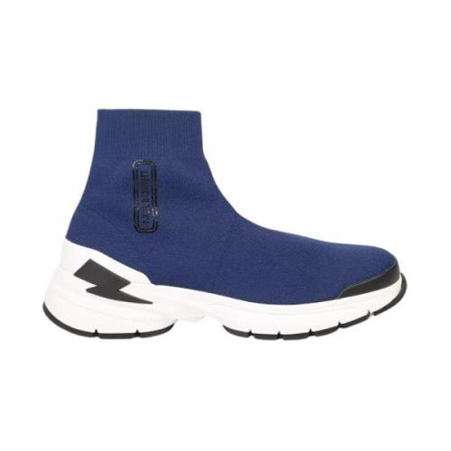 Blauwe Sneaker met Textielvoering en Zijlogo Neil Barrett , Blue , Her...