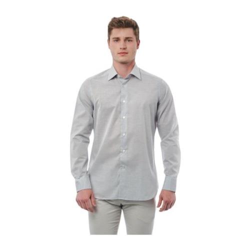 Regular Fit Italiaanse Kraag Shirt Bagutta , Gray , Heren