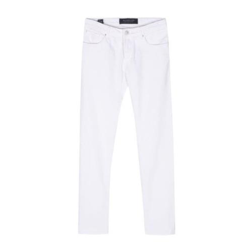 Geborduurd Logo Slim Fit Witte Jeans Hand Picked , White , Heren