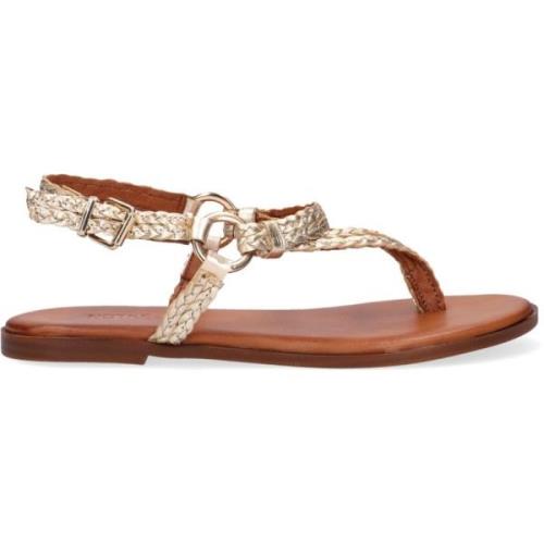 Gouden Gevlochten Sandalen Notre-v , Beige , Dames