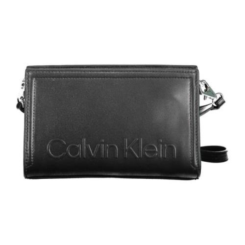 Zwarte polyester handtas met afneembare schouderband Calvin Klein , Bl...