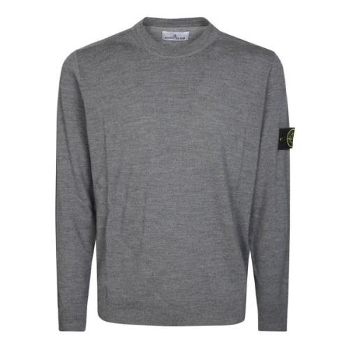 Merino Wol Hals Trui Stone Island , Gray , Heren