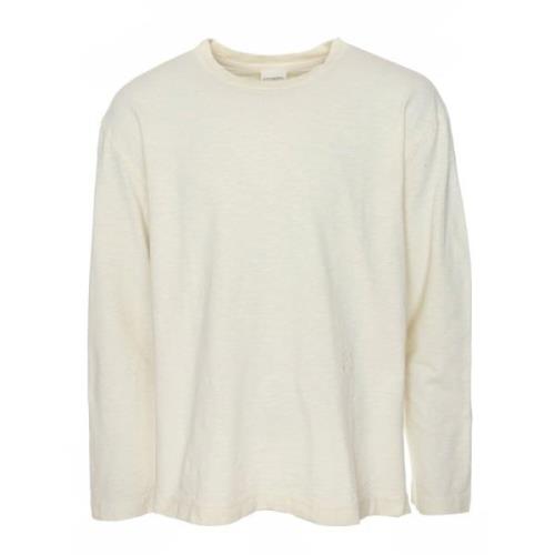 Geribbeld Longsleeve Monogram T-shirt Closed , Beige , Heren