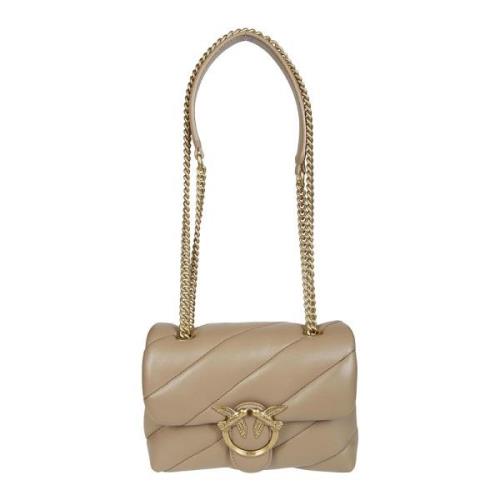 Klassieke Nappa Love Puff Mini Tas Pinko , Beige , Dames