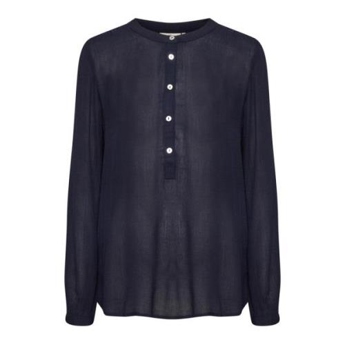 Midnight Marine Pofmouw Blouse Kaffe , Blue , Dames