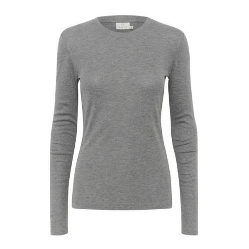 Grijze Melange Longsleeve T-shirt Kaffe , Gray , Dames